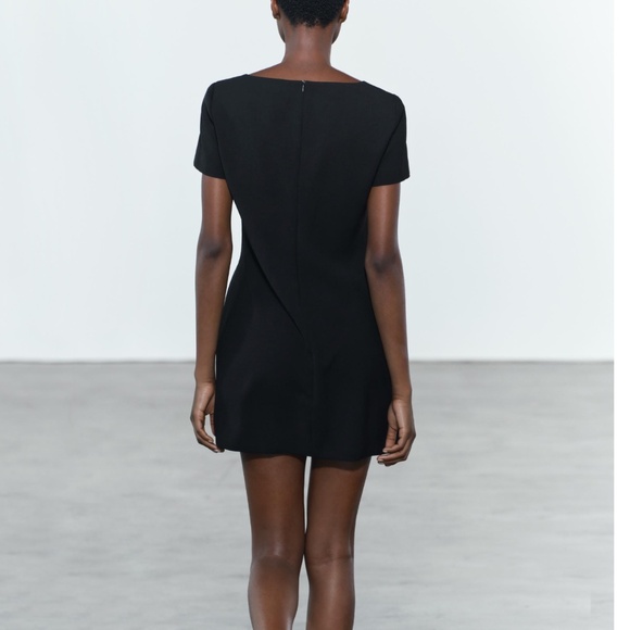 Zara black short sleeve mini dress made in Europe NWT - Picture 16 of 16